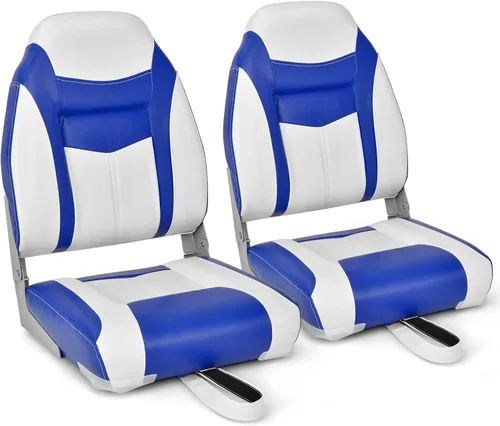Miniatura 21 de Goplus Asientos para barco con respaldo bajo/alto, asiento plegable para barco con tornillos de acero inoxidable y bisagras de aluminio, acolchado