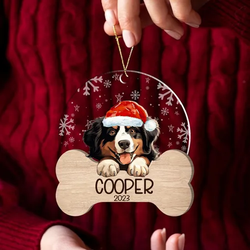Miniatura 26 de Nazenti American Pit Bull Terrier Adorno de Navidad, adorno de perro fotográfico, adorno de perro personalizado, adornos de fotos de madera