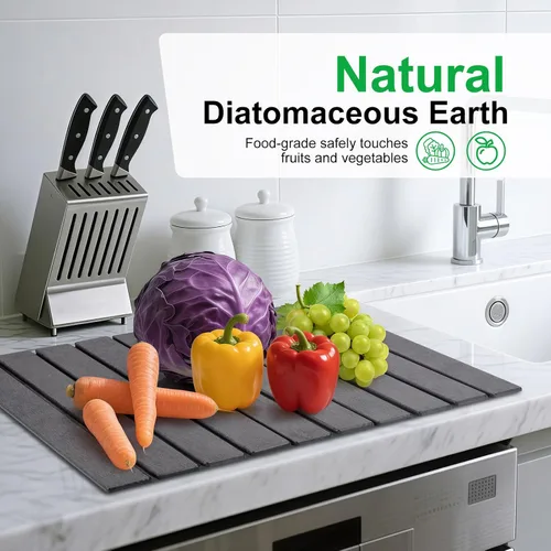 Miniatura 6 de cuomaop Kitchen Master Bundle: freidora de acero inoxidable de 9.4 pulgadas con medidor de temperatura + alfombrilla de secado de diatomita plegable