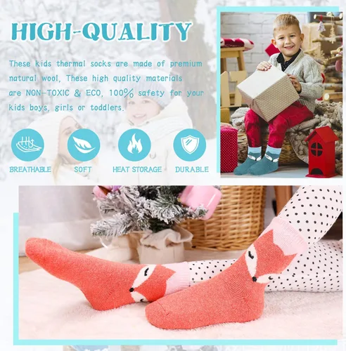 Miniatura 5 de Eocom - Medias de invierno cálidos de lana para niños y niñas 6 pares