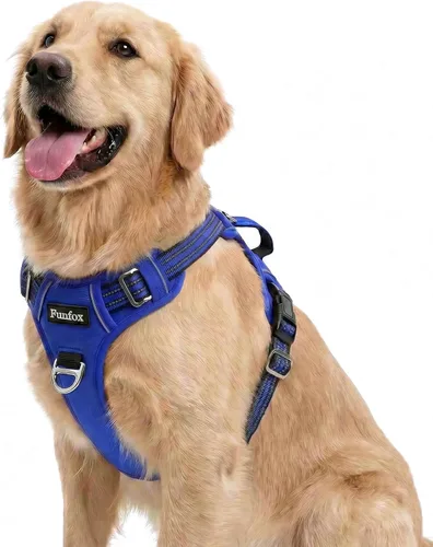 Miniatura 11 de Funfox Arnés para perro sin tirones, arnés de chaleco ajustable para mascotas, material súper suave con mango vertical, fácil control, paseo