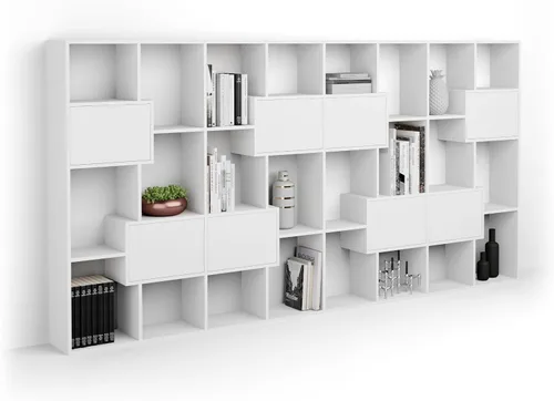Miniatura 52 de Mobili Fiver, Iacopo XS Estantería con puertas de panel (63.31 x 31.5 pulgadas), color negro Ashwood, Made in Italy