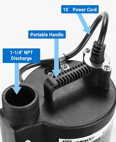 Miniatura 4 de Bomba de agua #US 1/3HP 2450 GPH Sumergible Utilidad Motor de alta eficiencia