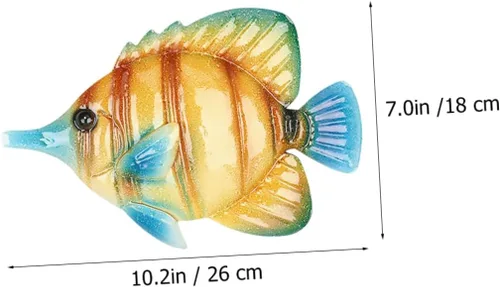 Miniatura 2 de BESPORTBLE Peces a rayas de hierro forjado para jardín, arte de metal al aire libre, escultura de animales inspiradores, peces tropicales, arte