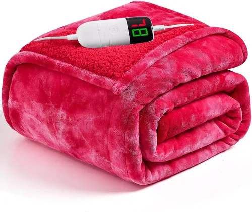 Miniatura 13 de greenoak Manta eléctrica con calefacción, manta térmica de piel sintética Sherpa para sofá cama, regalos cálidos de invierno para mujeres/ella