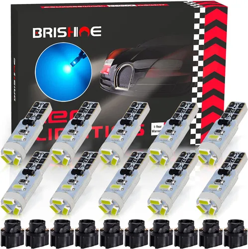 Miniatura 10 de 10X Bombillas LED T5 Ámbar Amarilla Canbus Sin Errores 3014 Chipsets 74 2721 37 PC74 70 73 17 Bombillas LED para Interior, Panel de Instrumentos