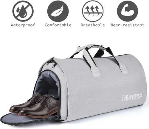 Miniatura 4 de BEYOING - Bolsa de viaje convertible, bolsa de lona de mano para hombres y mujeres, 2 en 1, para colgar, bolsa de viaje de negocios, Gris, Negocios