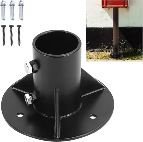 Miniatura 10 de 1 soporte de base de postes redondos de 2 pulgadas, brida de base, brida de enlace de cadena, brida de piso de poste sólido pesado para sujetar