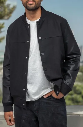 Miniatura 8 de X RAY Chaqueta Varsity para hombre, chaquetas casuales de béisbol Letterman para hombre Negro/Negro - 83006