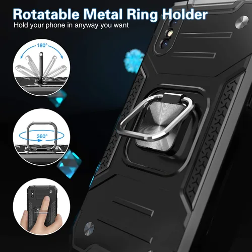 Miniatura 3 de Funda protectora ligera para iPhone Xs con protector de pantalla, absorción de golpes, resistente a prueba de caídas con soporte para automóvil