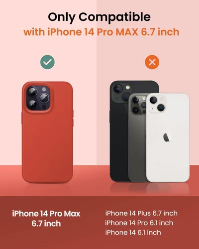 Miniatura 6 de Funda diseñada para iPhone 14 Pro Max, funda protectora de silicona líquida a prueba de golpes con forro de microfibra suave antiarañazos, ultra