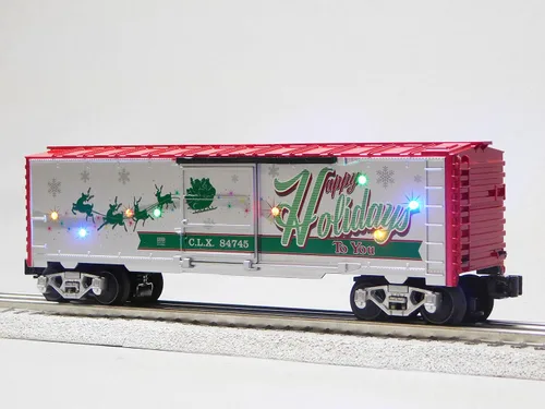 Miniatura 5 de Lionell Navidad Luz Express Happy Holidays Sonidos Boxcar O Gauge Modelo Ferrocarril Tren