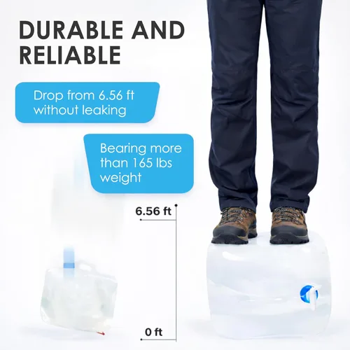 Miniatura 6 de Jarra plegable para almacenamiento de agua, 4×5.3 galones, sin BPA, para camping, senderismo, caravana al aire libre y emergencia, contenedor
