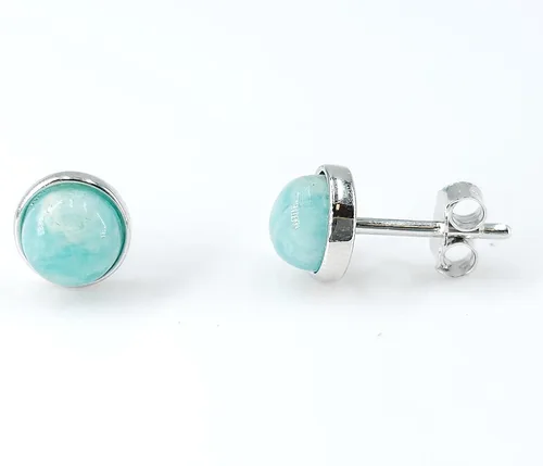 Miniatura 17 de Pendientes naturales de 0.236 in con chapado en oro blanco sobre plata de ley, bisel cabujón de piedras preciosas regalo de joyería para ella