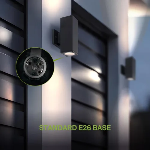 Miniatura 4 de ASD 2 lámparas de iluminación exterior del atardecer al amanecer, 120 W, cilindro E26 hacia arriba y hacia abajo, luz de pared moderna