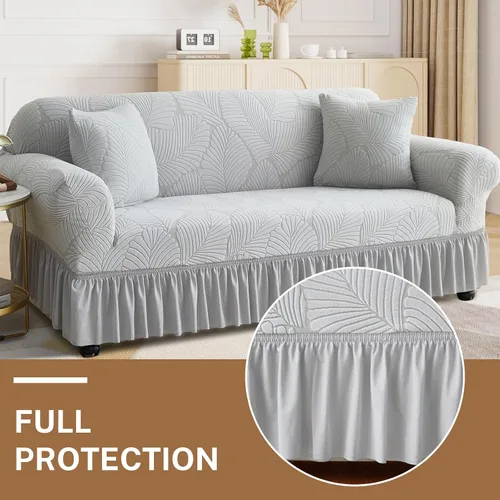 Miniatura 6 de WONGS BEDDING Funda de terciopelo elástico para sofá, funda acolchada con falda, apta para mascotas, duradera, lavable, elástica, de fácil ajuste