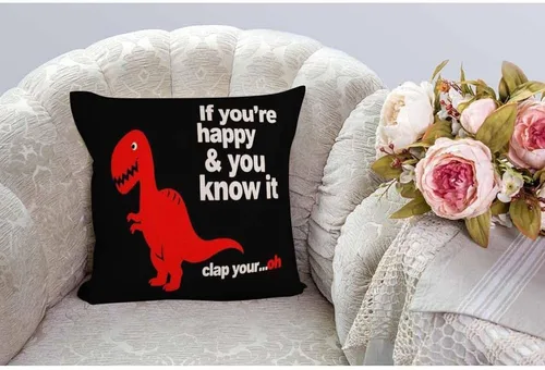 Miniatura 2 de HGOD DESIGNS Funda de almohada cuadrada de lino y algodón con dinosaurio rojo para hombres y mujeres, decoración del hogar, sofá, dormitorio, sala