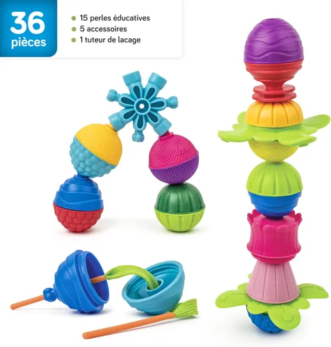 Miniatura 3 de Lalaboom 36 piezas de cuentas para bebé – Montessori educativo forma y color STEM juguete de construcción de 10 meses a 3 años - BL300, multicolor