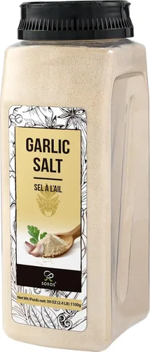 Miniatura 3 de Soeos Sal de Ajo 38.8 onzas (1.1 kg), Sal de Ajo a Granel, Condimento Sin GMO, Sin Gluten, Ideal para Añadir Sabor a Sopas, Panes, Vegetales, Carnes