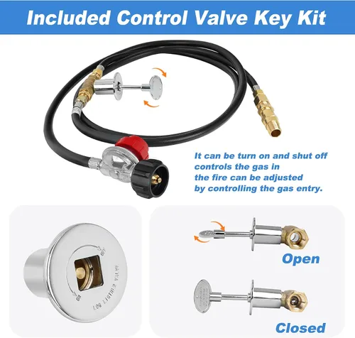 Miniatura 5 de Kit de Conexión de Quemador LP Skyflame, Piezas de Reemplazo para Hoguera de Propano con Juego de Llaves de Válvula de Control de 1/2", Regulador