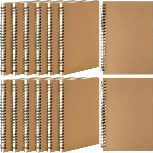 Miniatura 23 de Leelosp 12 cuadernos pequeños en espiral forrados en espiral, cuaderno con rayas universitarias, cubierta de papel kraft encuadernado con alambre