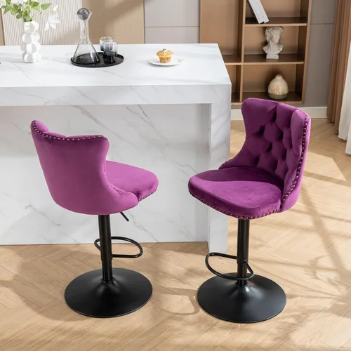 Miniatura 16 de Sillas para Barra de Cocina, Bancos para Barra de Cocina, juego de 2 sillas giratorias de bar de cocina con respaldo, para el hogar pub e isla Negro