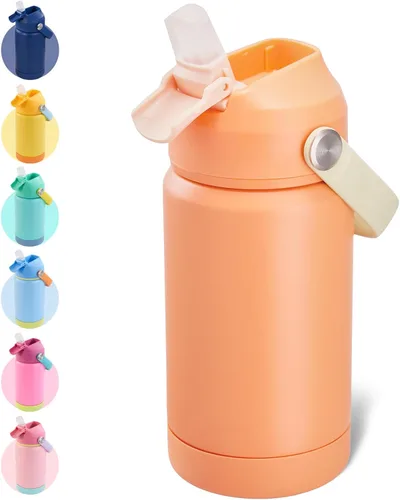 Miniatura 27 de Kerilyn - Botella de agua para niños, de acero inoxidable, con pajilla a prueba de fugas, con aislamiento térmico, libre de bisfenol A, unisex