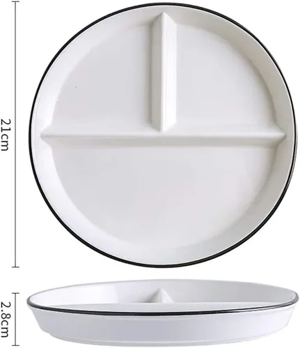 Miniatura 2 de 1 pieza Placa de porción de cerámica de dinosaurio Plato dividido para una alimentación racional, Plato de postre dividido Plato de ensalada Plato