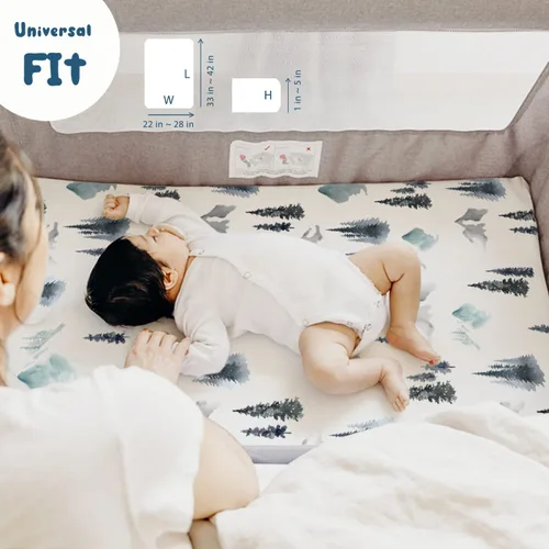 Miniatura 3 de 2 sábanas bajeras Pack 'n Play, de punto jersey, ultrasuaves y elásticas, para cubrecolchones de cunas portátiles/pequeñas/corralitos, seguras