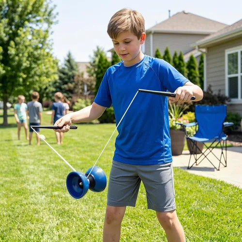 Miniatura 7 de Diabolo - Juego de yoyo chino para niños y principiantes, tamaño pequeño de 4.7 pulgadas, juguete tradicional de malabarismo con varillas de fibra