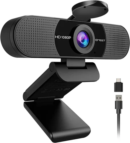 Miniatura 9 de Cámara web EMEET C960 con trípode, cámara web 1080P con micrófono, trípode mini de altura ajustable, cámara web C960 con cubierta de privacidad