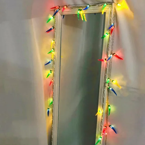 Miniatura 2 de Guirnalda de luces rojas de chile y pimienta, luces de noche de hadas, guirnalda de cobre, lámpara colgante con pilas para decoración del hogar