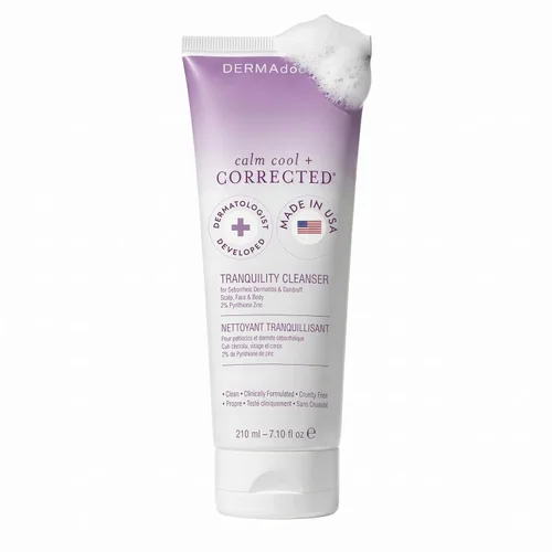 DERMAdoctor - Limpiador de tranquilidad de zinc piritiona al 2%, máxima fuerza OTC para dermatitis seborreica, caspa y enrojecimiento | Cara, cuero