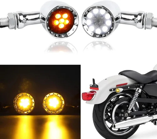 Rich Choices 2 luces LED negras 15 para motocicleta, luz de freno, intermitente, luz ámbar compatible con moto de calle, chopper, moto de tierra,