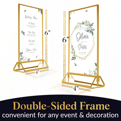 Miniatura 2 de Marco de acrílico transparente de doble cara, con soporte vertical y borde dorado de 5 x 7 pulgadas (3 milímetros) (paquete de 6)