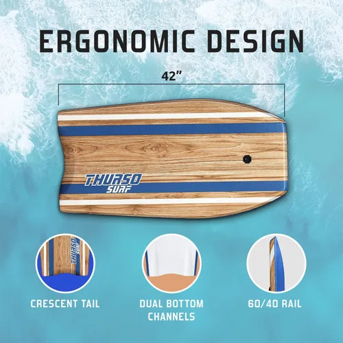 Miniatura 3 de THURSO SURF Quill 42'' Tabla de bodyboard ligera y duradera con núcleo EPS, cubierta IXPE, base pulida de HDPE, puntal FRP, cola crescent, doble