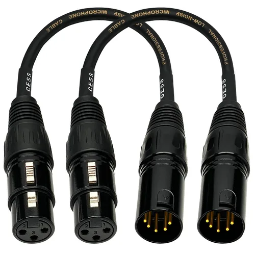 Miniatura 8 de CNCESS XLR - Cable adaptador DMX macho de 5 pines a hembra de 3 pines, cable de control de iluminación corto, 6 pulgadas, paquete de 2
