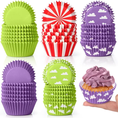 Miniatura 7 de Funrous 200 forros de papel para cupcakes de limón con azulejos azules, tazas de limón para hornear, encontró su principal decoración de despedida
