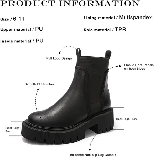 Miniatura 7 de FUNKYMONKEY Women's Chelsea Boot Lug Sole Mid Heel Fashion Ankle Bootie