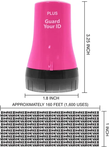 Miniatura 5 de Guard Your ID Wide Advanced Roller 2.0 - Sello de seguridad para prevención de robo de identidad, color rosa