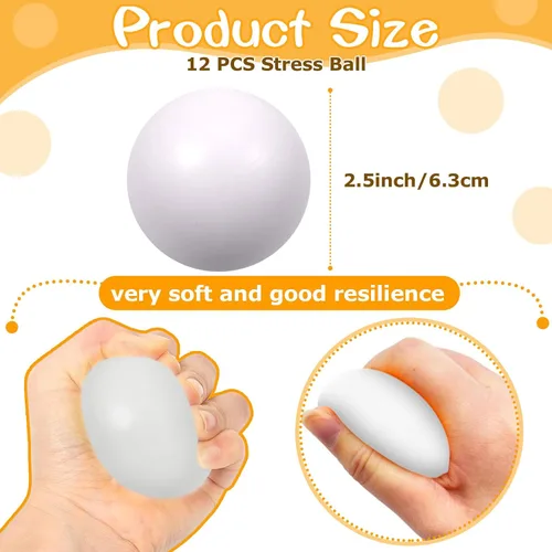 Miniatura 2 de Pelotas de espuma blanca para aliviar el estrés para niños y adultos, juguetes sensoriales para aliviar la ansiedad, TDAH, autismo (blanco)