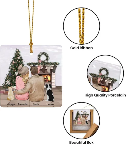 Miniatura 3 de Bonitos adornos personalizados para parejas con retrato, adorno personalizado para árbol de Navidad con nombre de mascota, perro, gato, raza, regalo