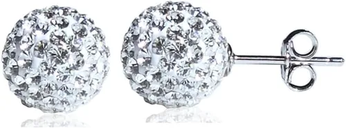 Miniatura 6 de Aretes de tuerca de plata fina 925 con bola de cristal 8 mm 10 mm