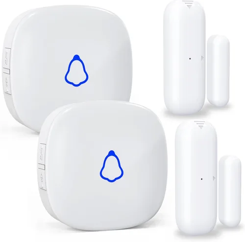 Miniatura 11 de Timbre de puerta METEK, alarma inalámbrica de sensor de contacto para puertas abiertas con alcance de 500 pies, 58 timbres y 5 niveles de volumen