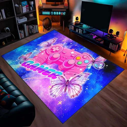 Miniatura 6 de Alfombras para decoración de habitación de niños, alfombra de mariposa para adolescentes y niñas, alfombra antideslizante para dormitorio y sala