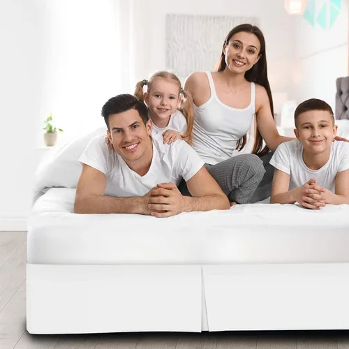 Miniatura 2 de Falda de cama blanca de lujo a medida de tamaño individual, falda de cama plisada de 10 pulgadas, microfibra de doble cepillado de alta calidad
