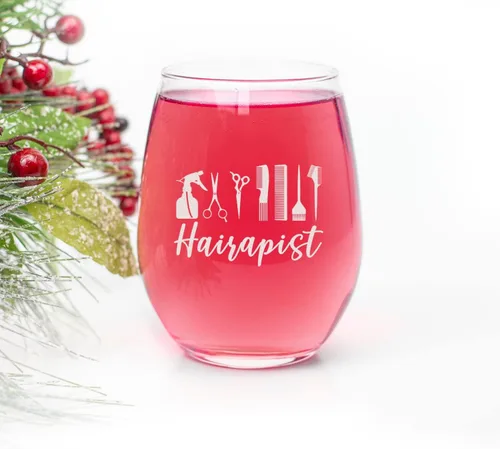 Miniatura 2 de HTDesigns Hairapist - Copa de vino sin tallo, elegante y elegante, para peluquería, estilista, peluquero, esteticista, hombres o mujeres, grabado