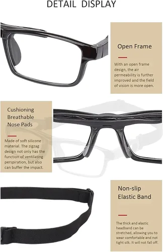 Miniatura 5 de SooGree Gafas deportivas de baloncesto para hombres y mujeres, gafas de seguridad, gafas de deporte, antivaho y choque de colisión