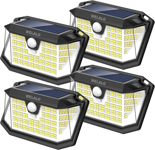 Miniatura 9 de WELALO Luces solares con sensor de movimiento para exteriores, [3 modos/4 paquetes/188 LED] Iluminación gran angular de 270°, luces de pared