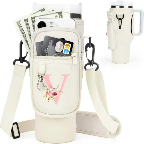 Miniatura 19 de Initial Water Bottle Holder with Strap for Stanley Cup Accessories 40 oz/Simple Modern Tumbler, Birthdays for Women Girls, Water Bottle Carrier Bag